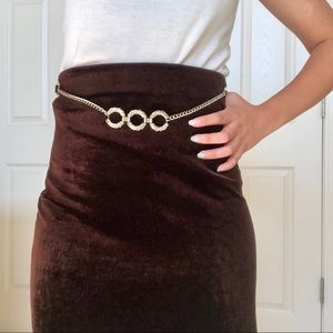 Vintage Velvet Maxi-skirt with Silver Belt